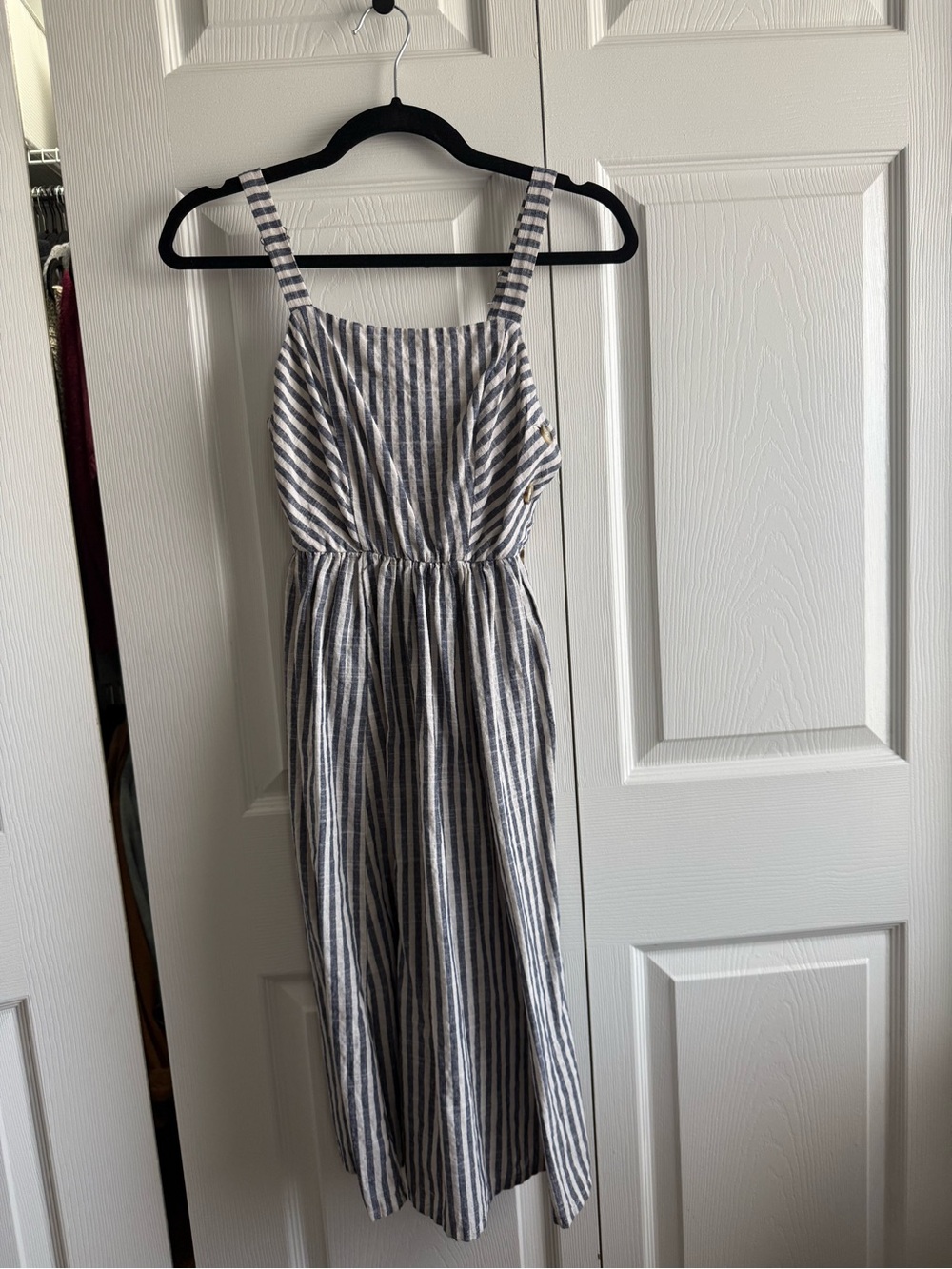 Striped Sleeveless Midi Dress - Blue & White